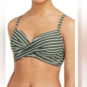 Sea Level Australia Stripe Cross Front D/DD Cup Molded Bikini Top NWT Size 10